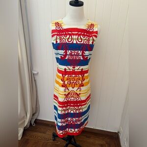 Tabitha for Anthropologie Multicolor Striped Embroidered Shift Dress